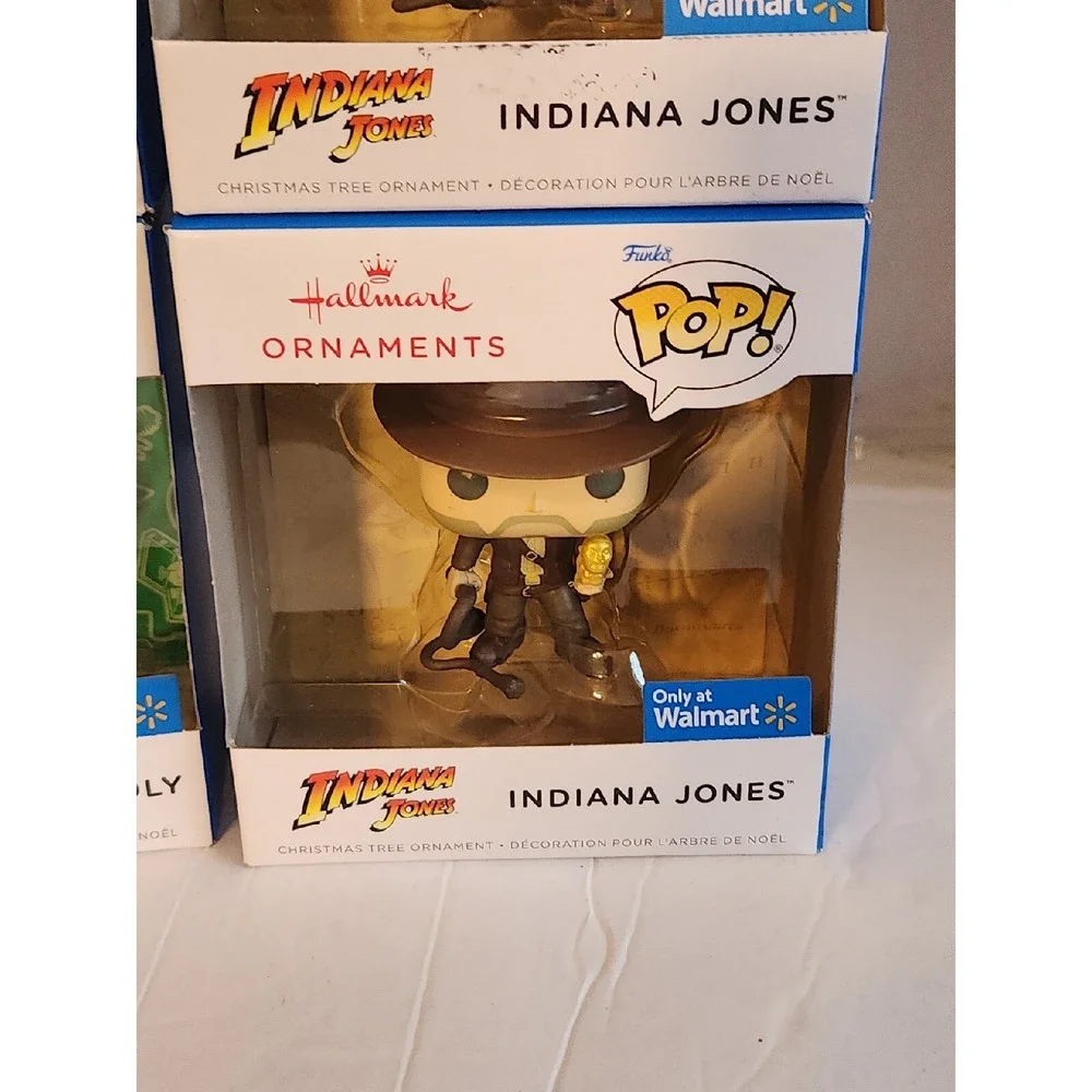 Hallmark Funko Pop Ornaments Indiana Jones(2)  Mr Monopoly Boba Fett 4 Total New